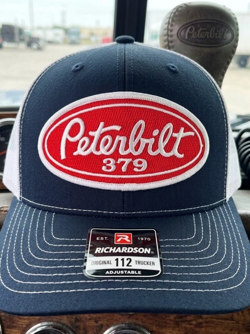 Peterbilt 379 Semi Truck Patch Navy Blue White Richardson 112 Snapback Hat Drive